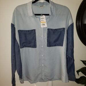 William Rast Dania Chambray Button down Oversized Top